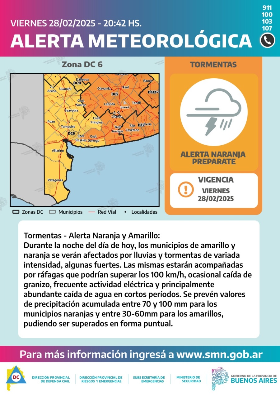 SMN: Rige un nuevo alerta meteorológico naranja y amarillo para esta noche