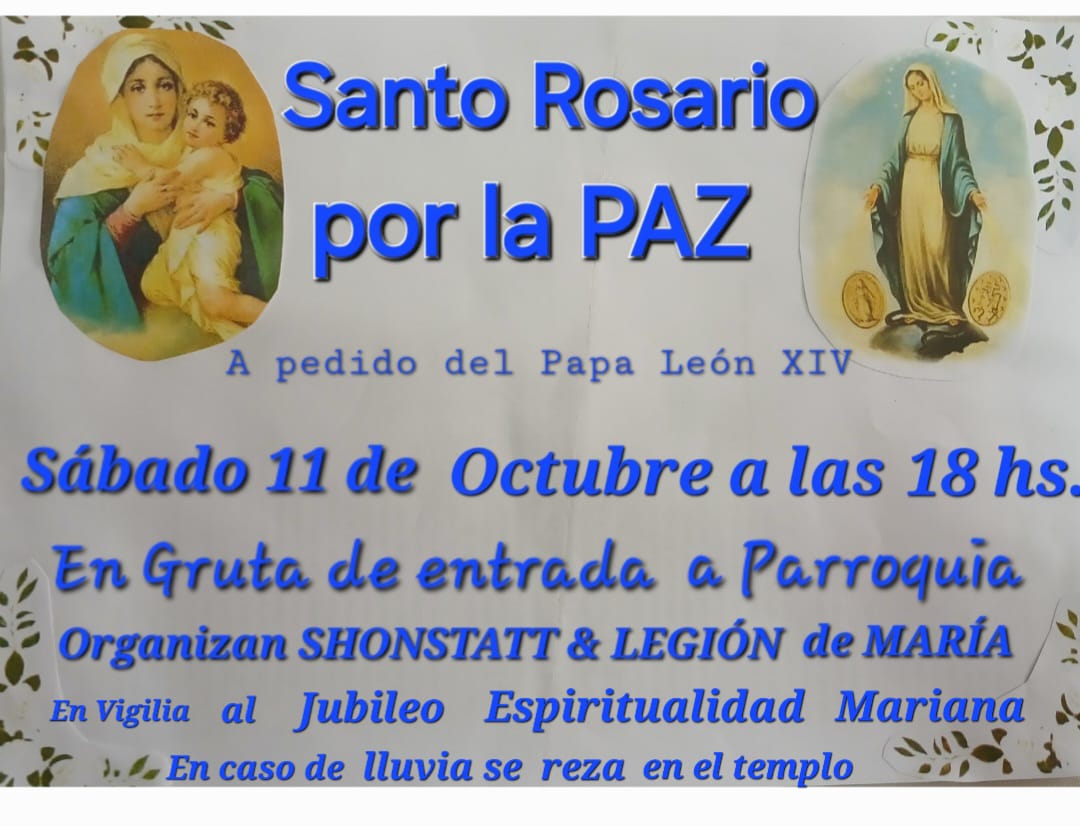 Este sábado, Santo Rosario por la Paz a pedido del Papa León XIV