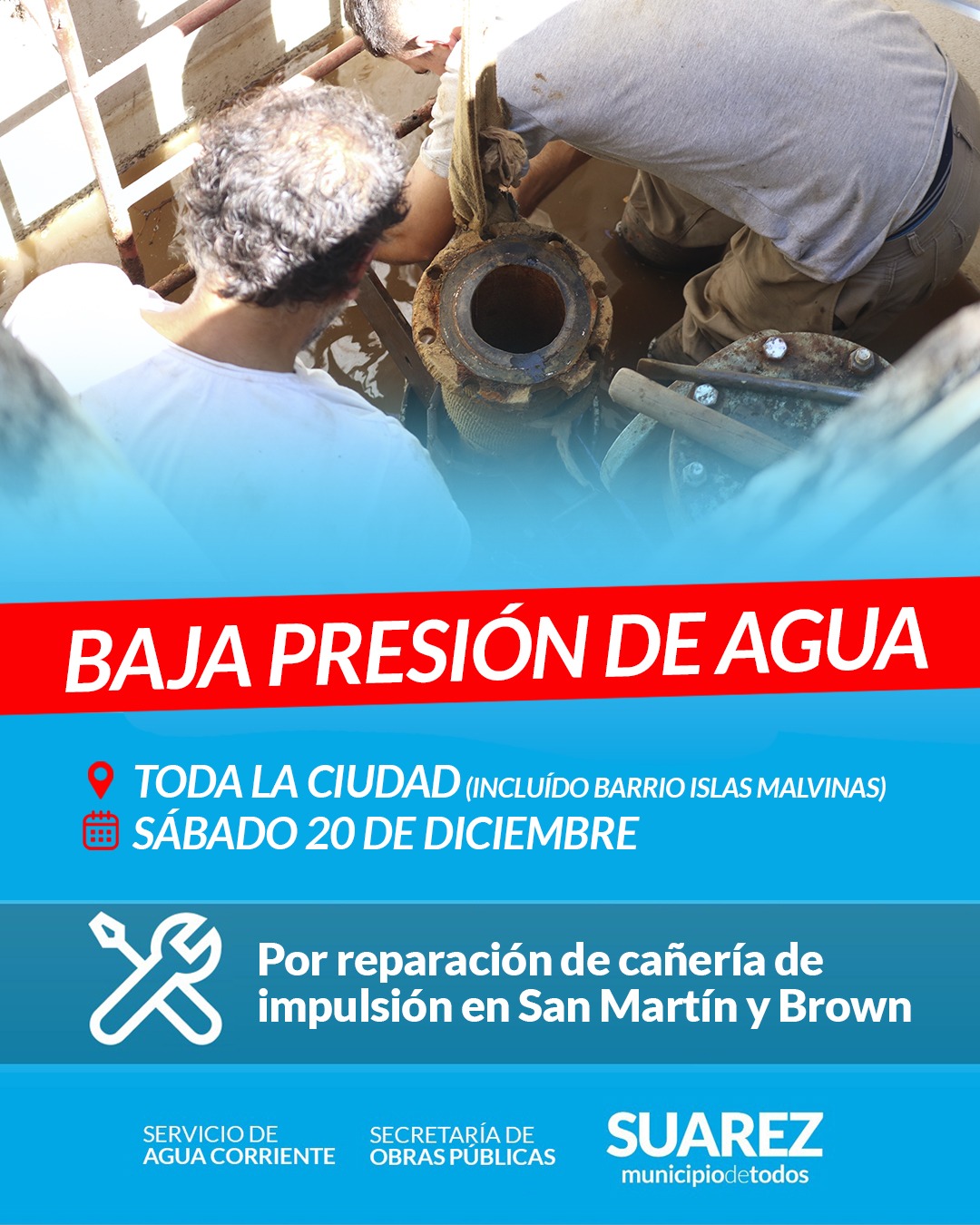 Baja de presión en el suministro de agua corrient